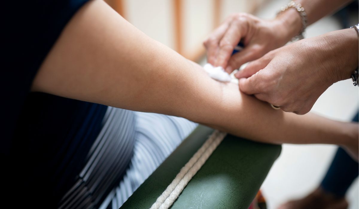 man getting a blood test