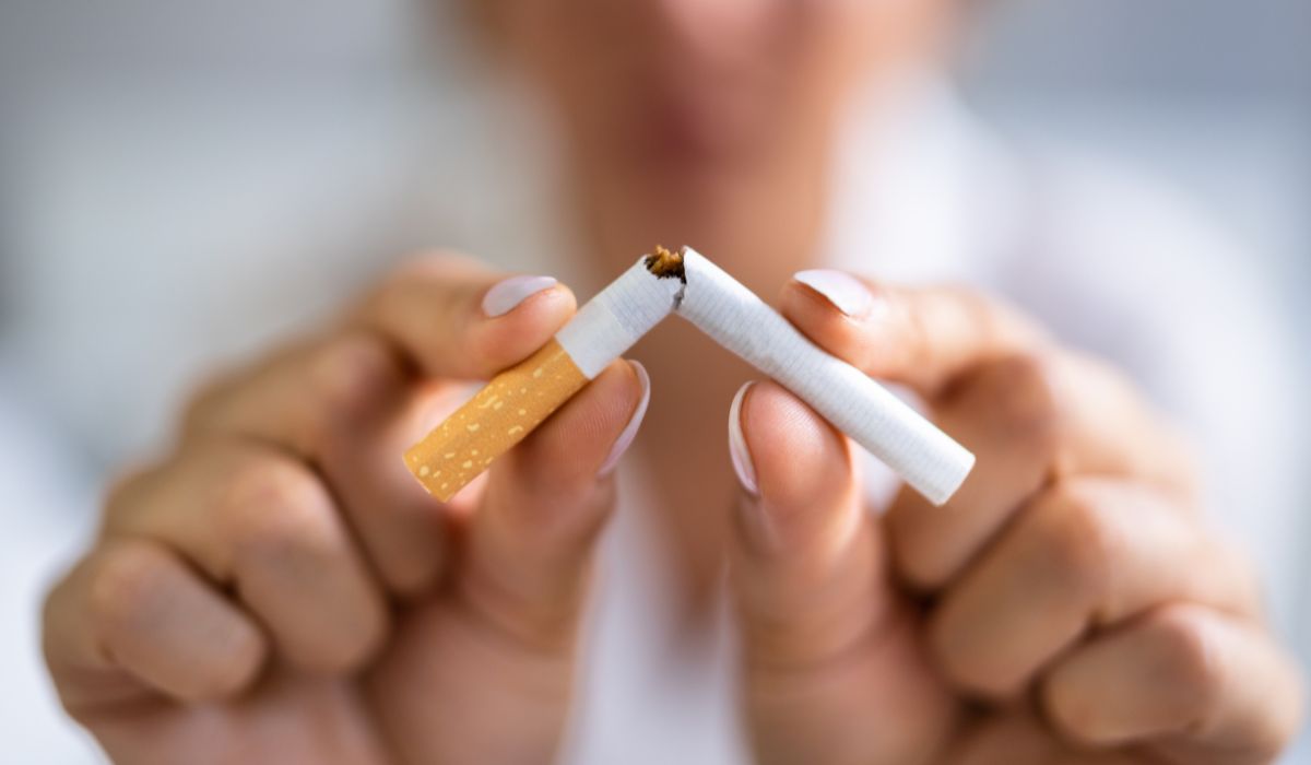 person breaking habit of smoking
