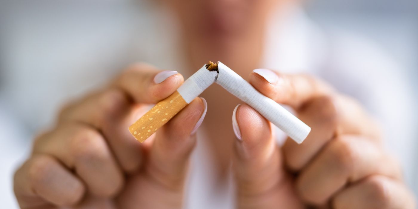 person breaking smoking habits