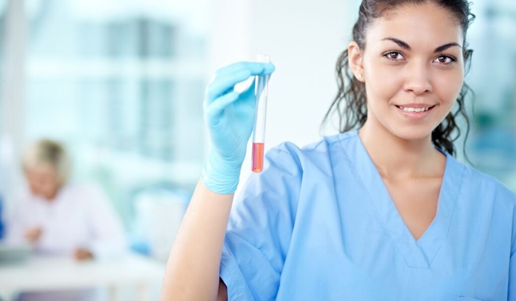 person showing blood results